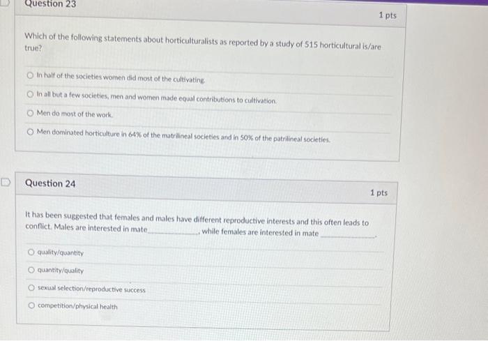 Brettel and Sargent, "Biology, Gender and Evolution" | Chegg.com