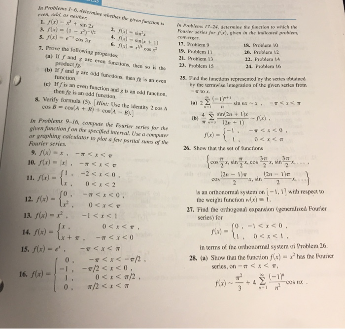 Solved Problems 1-6, determine whether the given function is | Chegg.com