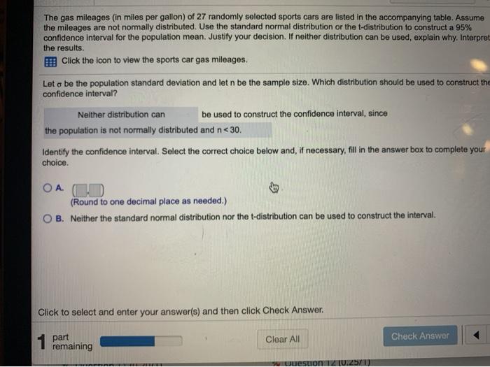 the-gas-mileages-in-miles-per-gallon-of-27-randomly-chegg