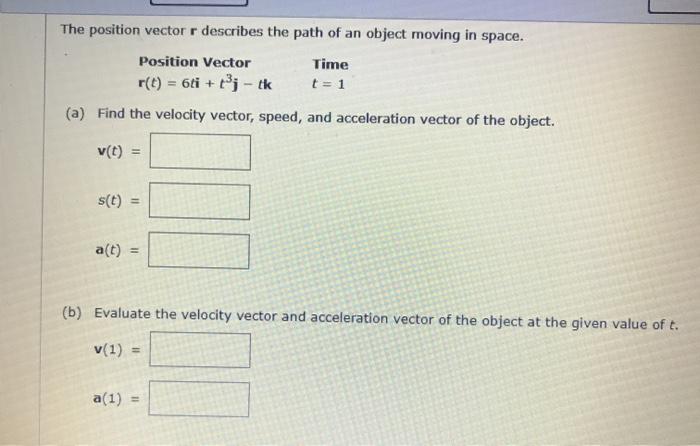 Solved The position vector r describes the path of an object | Chegg.com