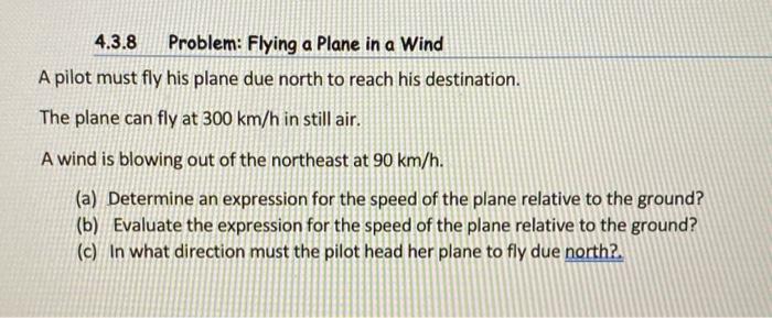 Solved 4.3.8 Problem: Flying a Plane in a Wind A pilot must | Chegg.com