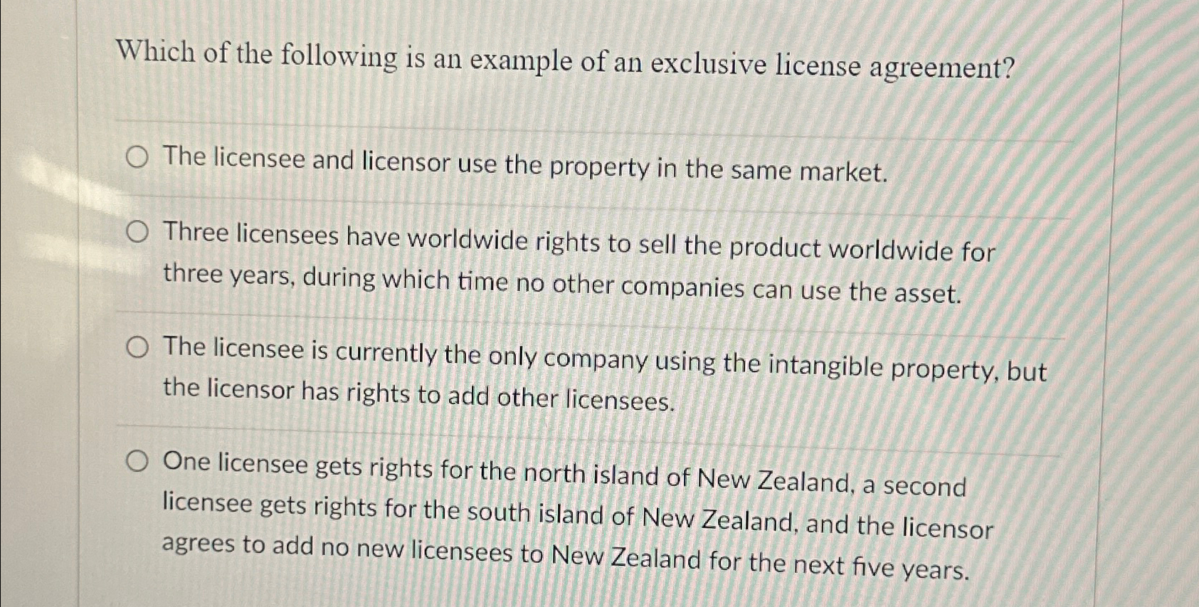 Solved Which of the following is an example of an exclusive | Chegg.com
