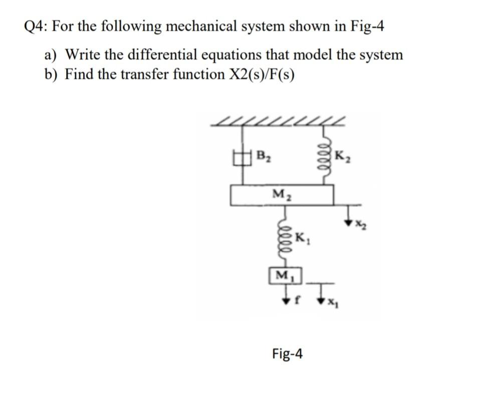 Solved Q4: For The Following Mechanical System Shown In | Chegg.com