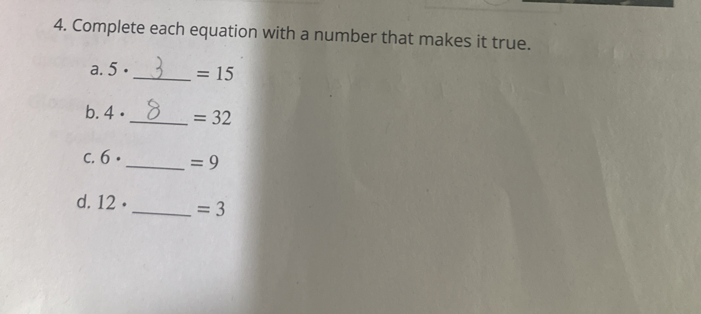 Solved Complete each equation with a number that makes it | Chegg.com