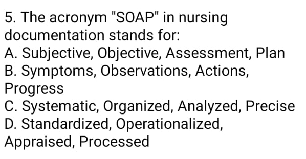 Solved Nursing: The acronym 