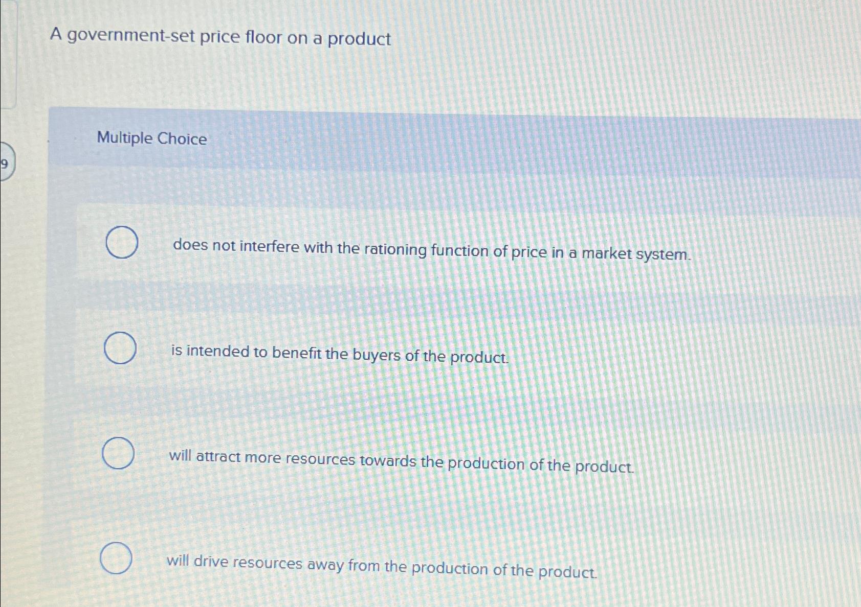 A Government Set Price Floor on a Product: Market Impact