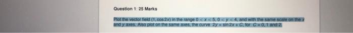 Solved Question 1:25 Marks Plot The Vector Fieid (1,0052x) 