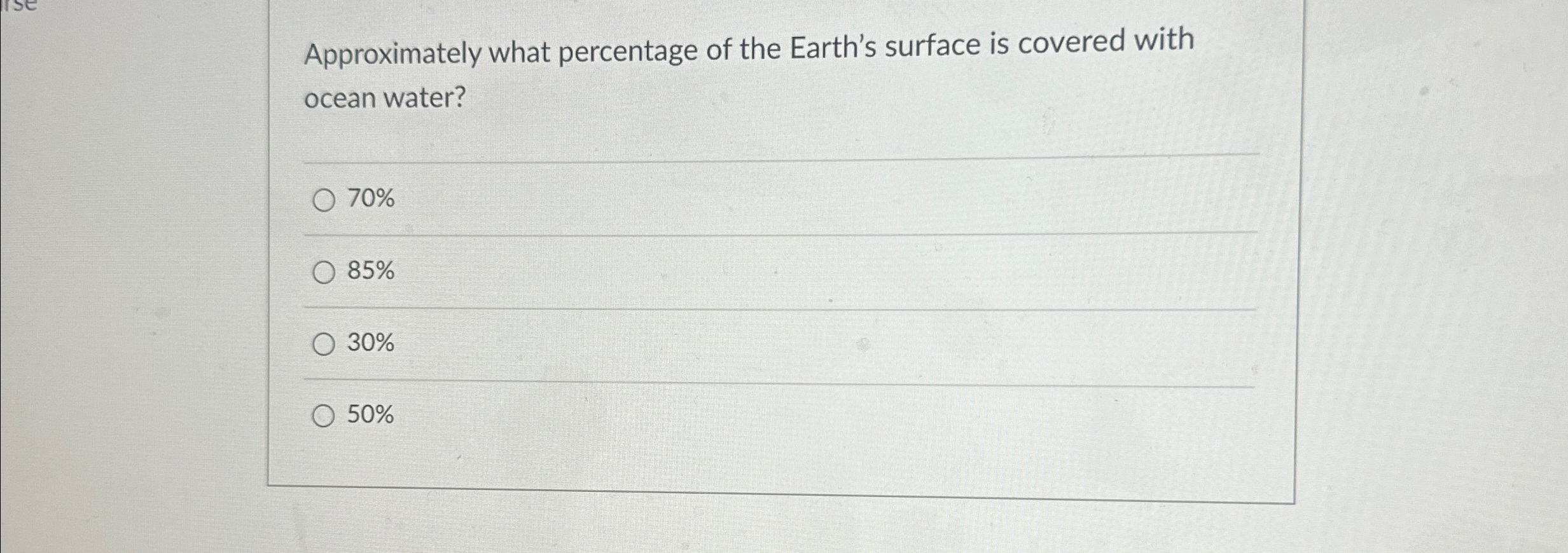 Solved Approximately what percentage of the Earth's surface | Chegg.com
