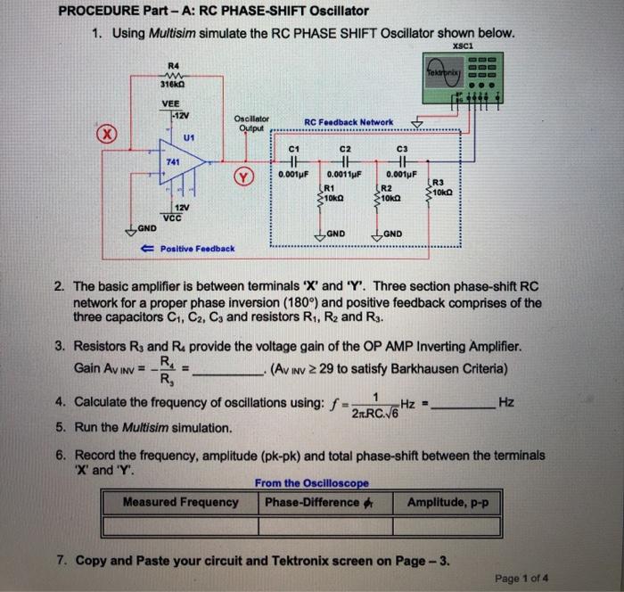 Rc Phase Shift Oscillator Circuit Using Op Amp