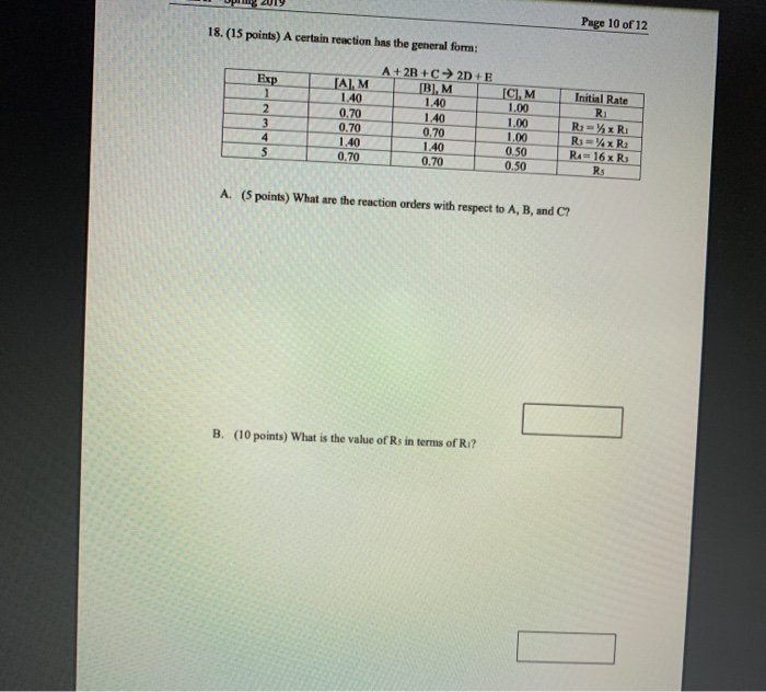 Solved Page 10 of 12 18.(15 points) A certain reaction has | Chegg.com