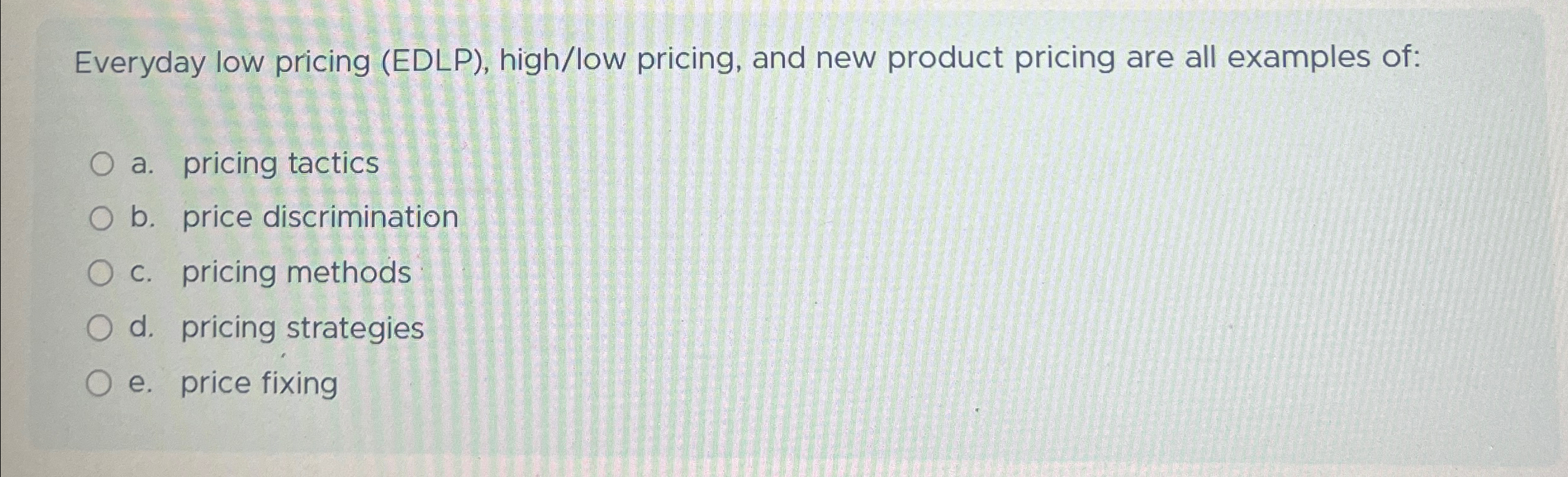 Solved Everyday low pricing (EDLP), ﻿high/low pricing, and | Chegg.com