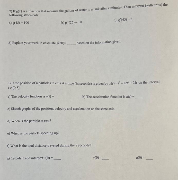 Solved 7 if g x is a function that measure the gallons of chegg