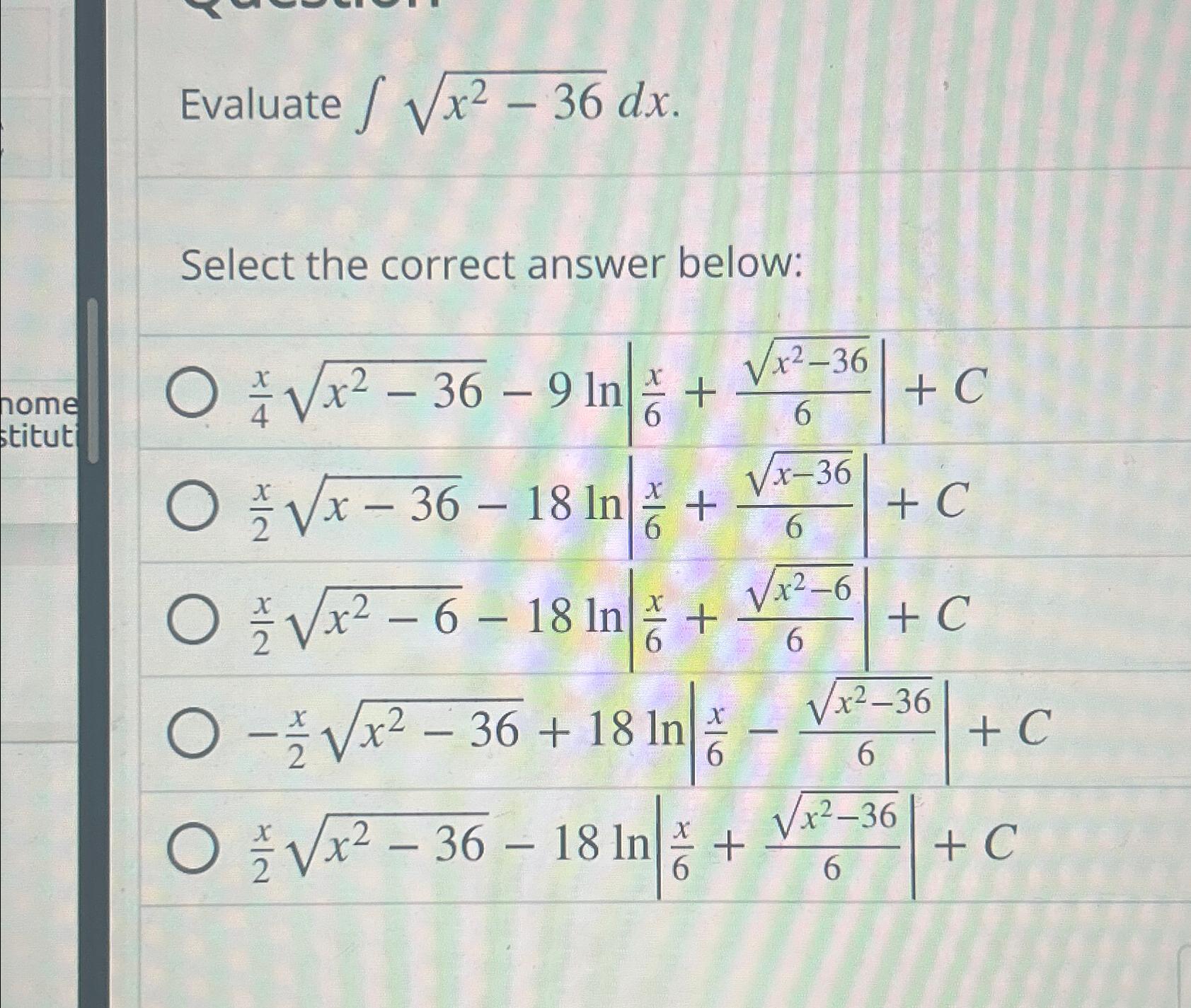 x 2 36 answer