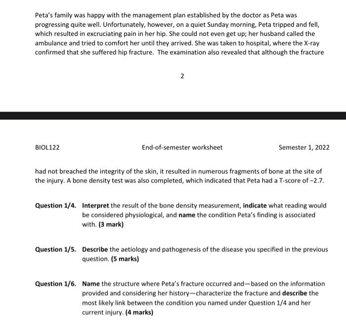 Solved Case Study 1 (20 marks total) Peta is a retired,