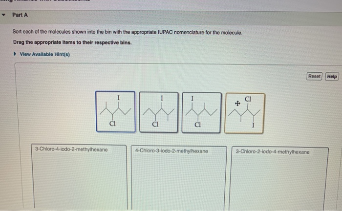 Solved Part A Sort Each Of The Molecules Shown Into The Bin | Chegg.com