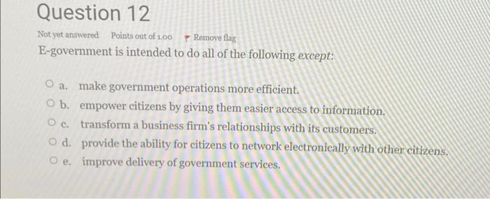 Solved Question 12 Not yet answered Points out of 100 Remove | Chegg.com