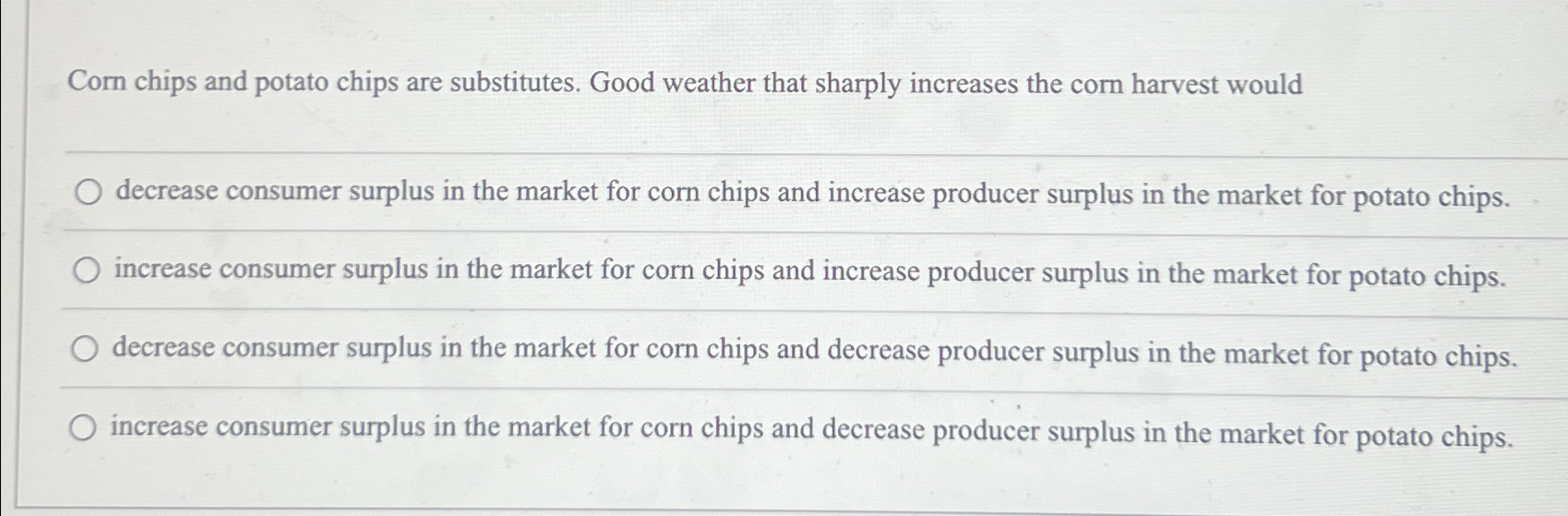 Solved Corn chips and potato chips are substitutes. Good