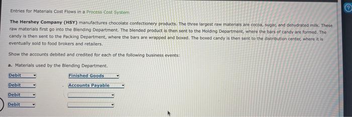 Solved Entries For Materials Cost Flows In A Process Cost | Chegg.com