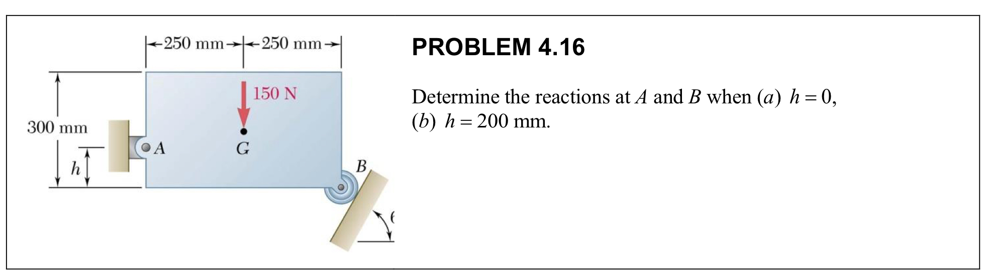 Solved PROBLEM 4.16Determine the reactions at A and B ﻿when | Chegg.com