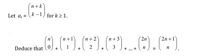 Solved Ak N Kk−1 For K≥1 Educe That