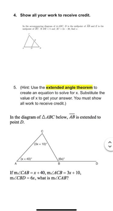 Solved Unit 5 Triangles Final Assessment Directions: Answer | Chegg.com