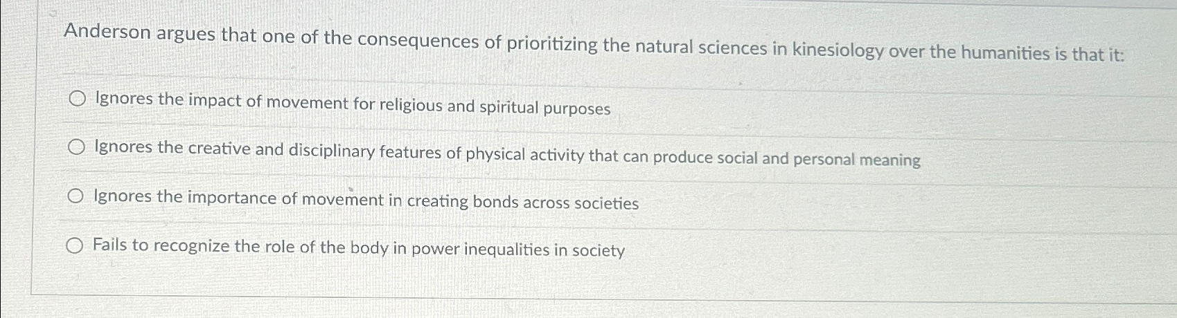 Solved Anderson argues that one of the consequences of | Chegg.com