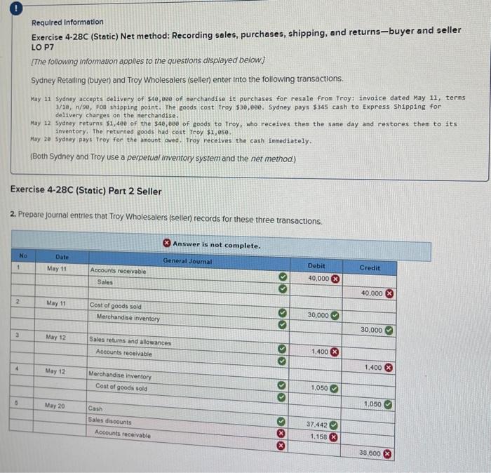 Solved Required Information Exercise 4-28C (Static) Net | Chegg.com