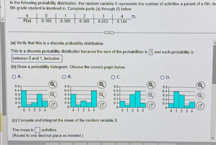 Solved In the following probability distribution, the random | Chegg.com