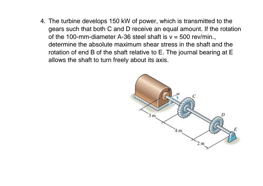 Solved The turbine develops 150 kW of power, which is