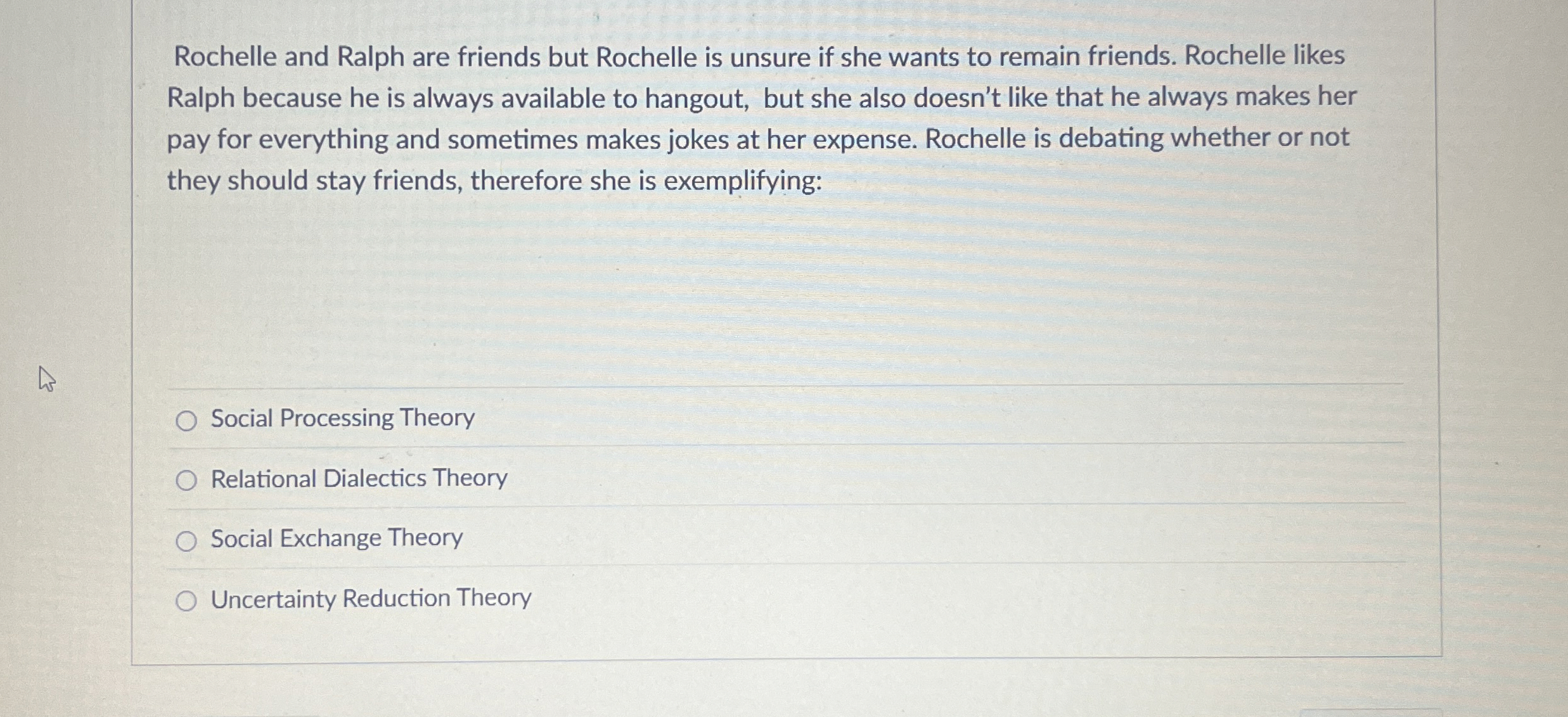 Solved Rochelle and Ralph are friends but Rochelle is unsure | Chegg.com
