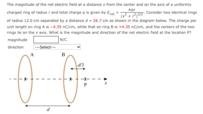 Solved The magnitude of the net electric field at a distance | Chegg.com