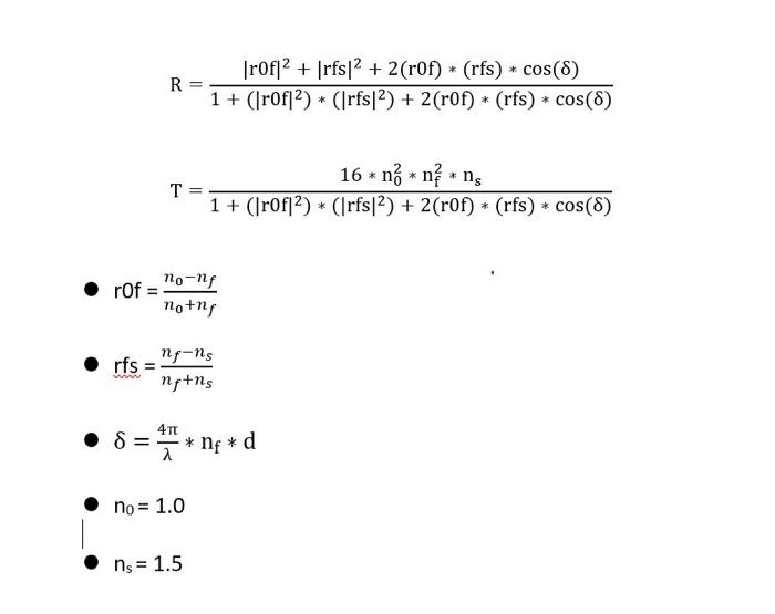Solved using Matlabi need to plot Reflection with d and | Chegg.com