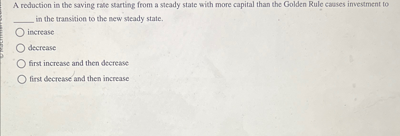 Solved A reduction in the saving rate starting from a steady | Chegg.com