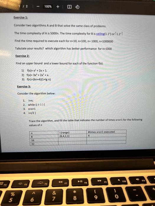 Solved 100% + Exercise 1: Consider Two Algorithms A And B | Chegg.com