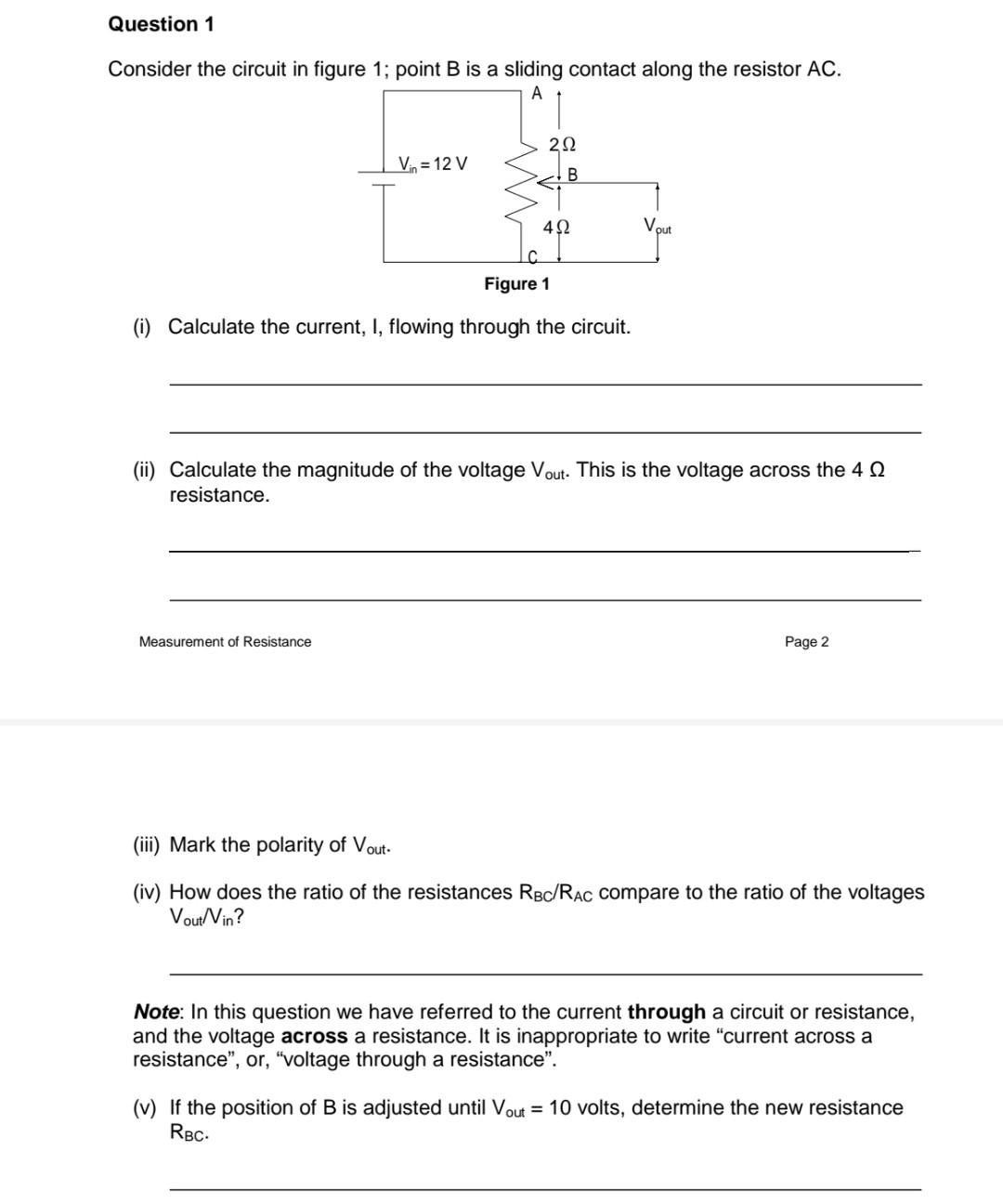 Solved Question 1 Consider the circuit in figure 1; point B | Chegg.com