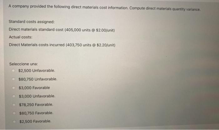 Solved A company provided the following direct materials | Chegg.com