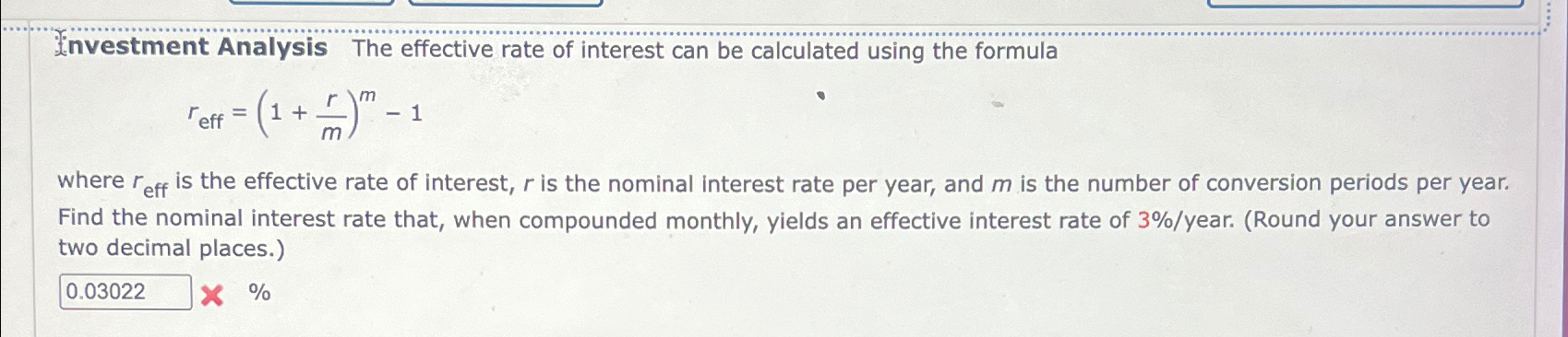 Solved Investment Analysis The effective rate of interest | Chegg.com