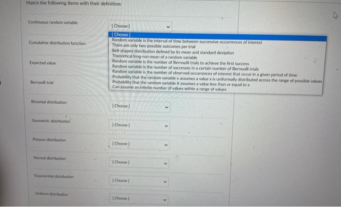 Solved Match the following terms with their definitions: | Chegg.com