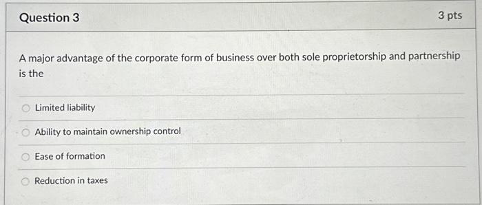 Solved A major advantage of the corporate form of business | Chegg.com