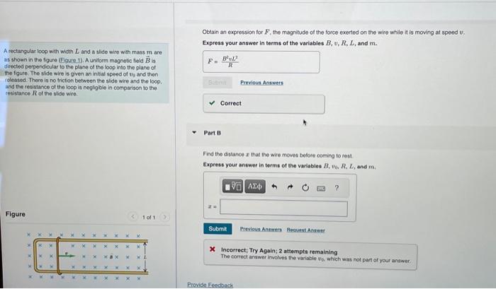 Solved Correct Part B Find The Distance That The Wire | Chegg.com