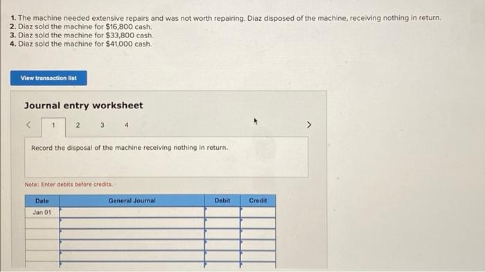 1. The machine needed extensive repairs and was not | Chegg.com