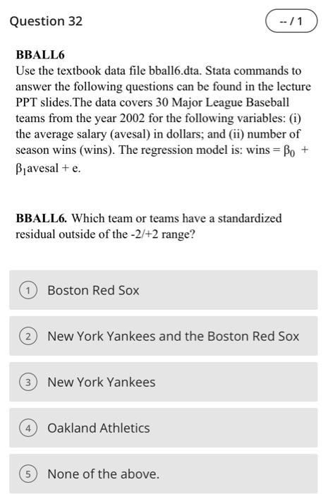 BBALL6 Use the textbook data file bball6.dta. Stata | Chegg.com