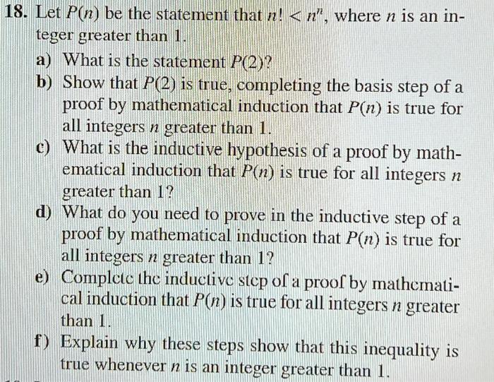 Solved Let P(n) be the statement that n! | Chegg.com