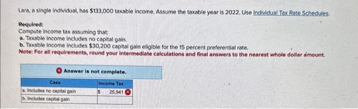 Solved Lara, A Single Indlvidual, Has $133,000 Taxable | Chegg.com