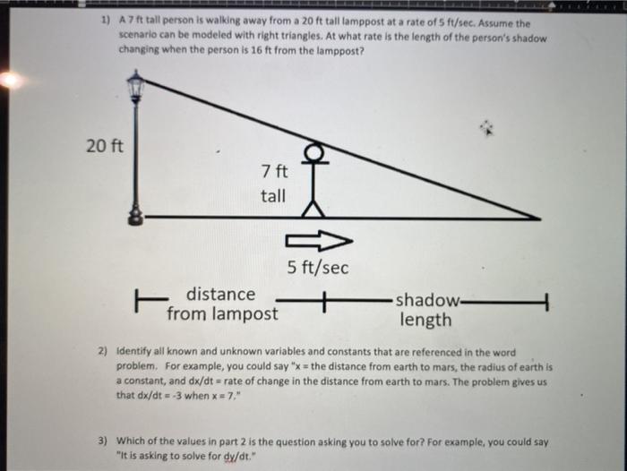 Solved 1 A 7 Ft Tall Person Is Walking Away From A Ft Chegg Com