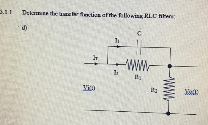 Solved 3.1.1 Determine the transfer function of the | Chegg.com