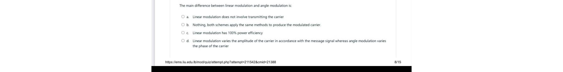 Solved The main difference between linear modulation and | Chegg.com