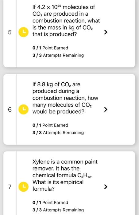 If \( 4.2 \times 10^{25} \) molecules of \( \mathrm{CO}_{2} \) are produced in a combustion reaction, what is the mass in \(