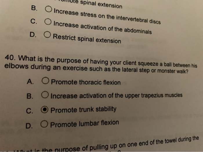 Solved B. C. D. TUMUte spinal extension O Increase stress on | Chegg.com