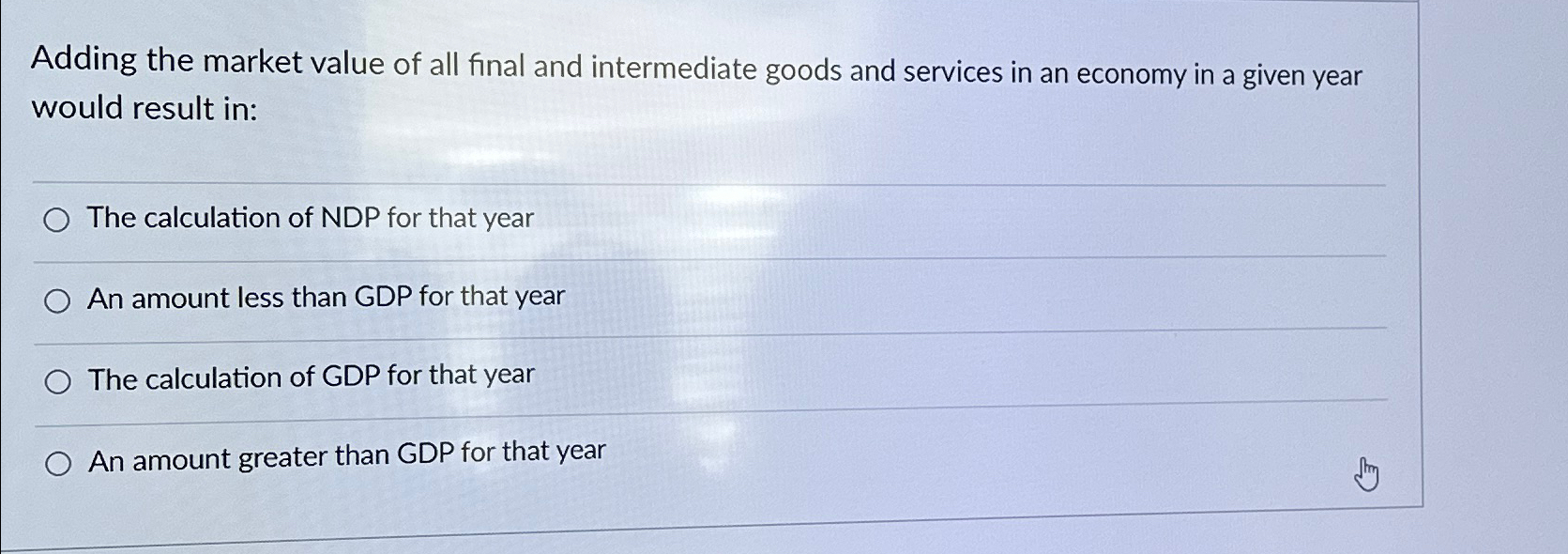 Solved Adding the market value of all final and intermediate | Chegg.com